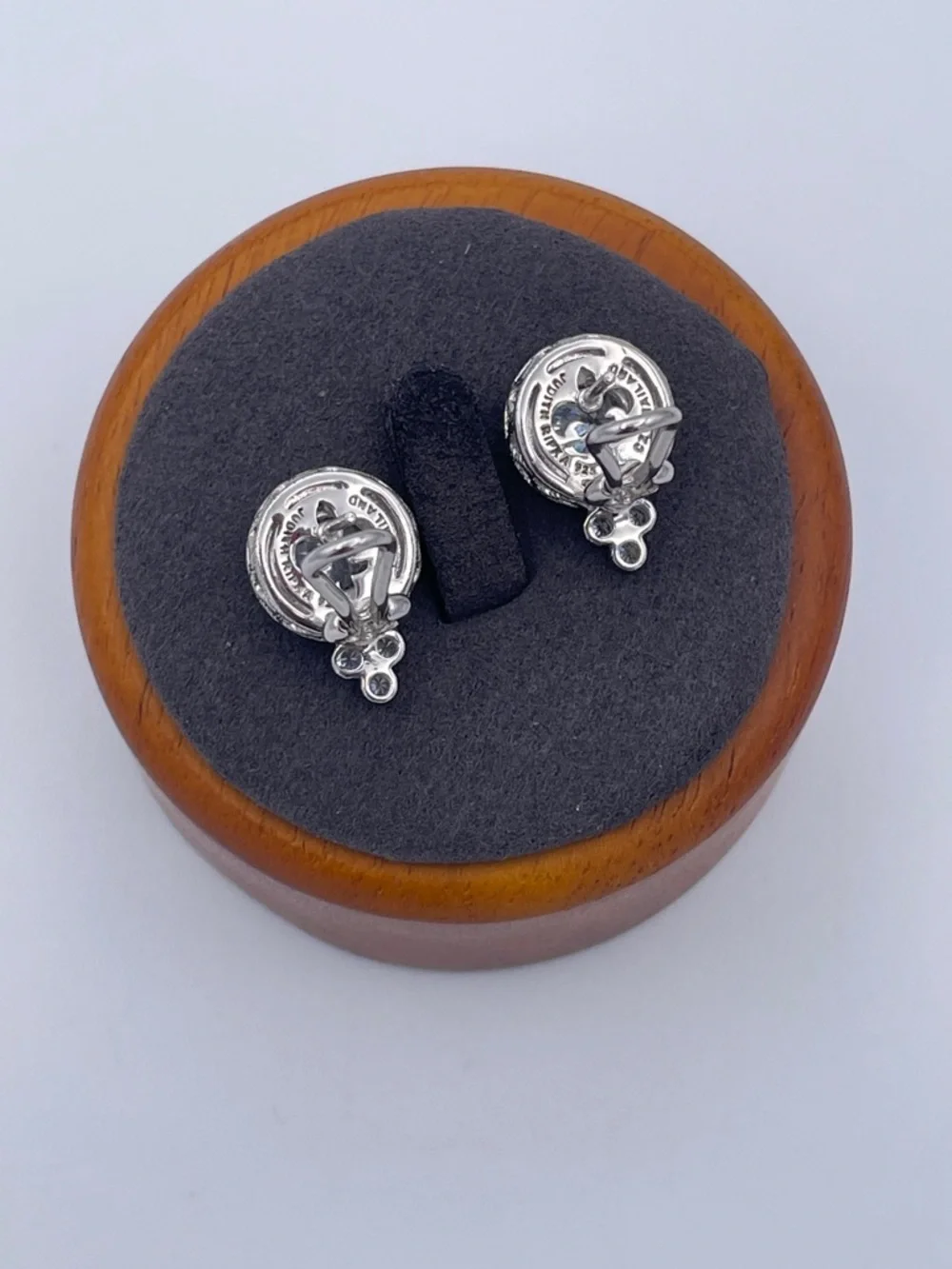 Judith Ripka Sterling Silver 925 CZ Stud Earrings Thailand Omega Back 18.1mm